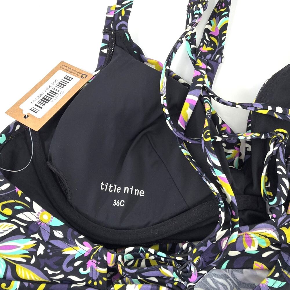 Title Nine Black Print Oaxaca Metis Tankini Top Size 36C - Picture 7 of 10